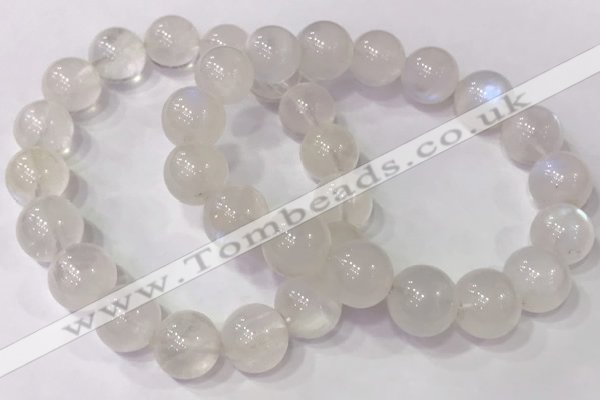 CGB4514 7.5 inches 12mm round white moonstone beaded bracelets