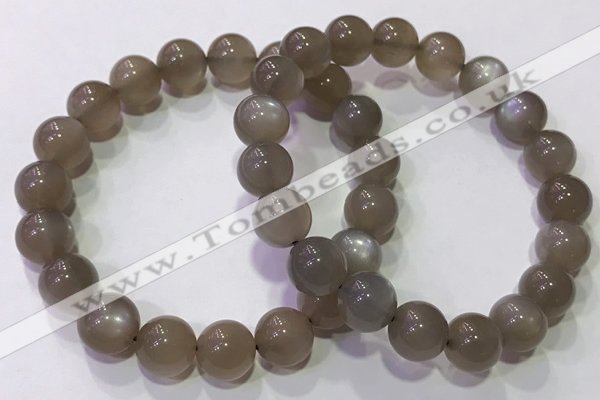 CGB4525 7.5 inches 10mm round grey moonstone beaded bracelets