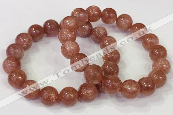 CGB4535 7.5 inches 12mm round golden sunstone beaded bracelets