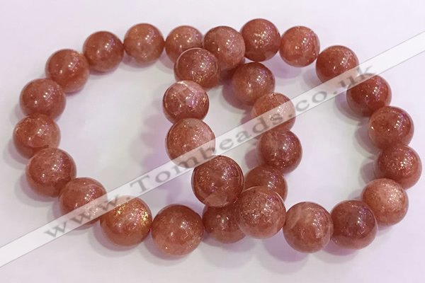 CGB4546 7.5 inches 14mm round golden sunstone beaded bracelets