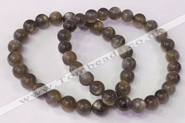CGB4552 7.5 inches 7mm - 8mm round black sunstone beaded bracelets