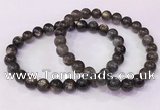 CGB4556 7.5 inches 7mm - 8mm round black sunstone beaded bracelets