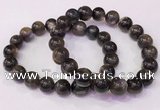 CGB4557 7.5 inches 10mm - 11mm round black sunstone beaded bracelets