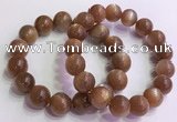 CGB4567 7.5 inches 14mm round golden sunstone beaded bracelets