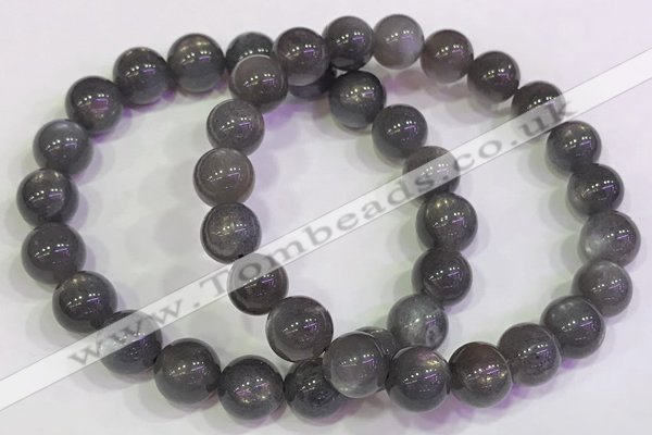 CGB4582 7.5 inches 9mm - 10mm round black sunstone beaded bracelets