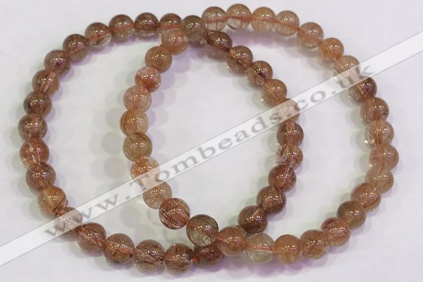 CGB4612 6mm - 7mm round golden rutilated quartz beaded bracelets