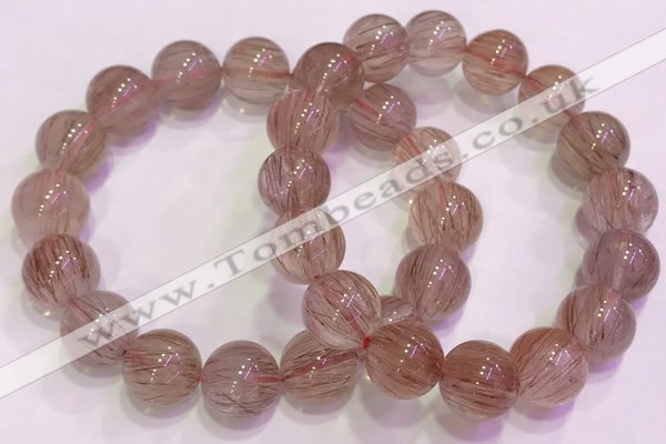 CGB4635 13mm - 14mm round red rutilated quartz beaded bracelets