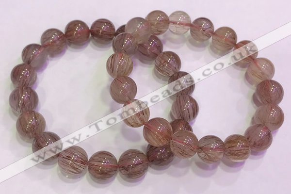 CGB4639 12mm round red rutilated quartz beaded bracelets