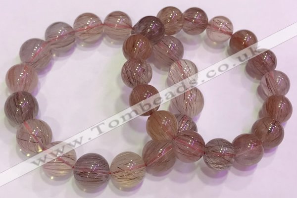 CGB4640 13mm - 14mm round red rutilated quartz beaded bracelets