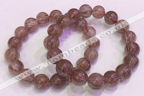 CGB4643 12mm - 13mm round red rutilated quartz beaded bracelets