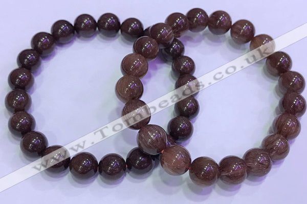 CGB4646 9mm - 10mm round red rutilated quartz beaded bracelets