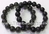 CGB4654 12mm round black rutilated quartz beaded bracelets