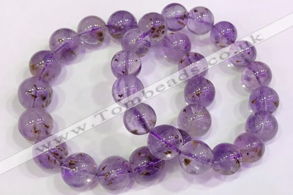 CGB4664 14mm - 15mm round purple phantom quartz beaded bracelets