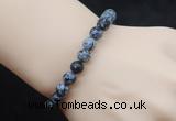 CGB5059 6mm, 8mm round snowflake obsidian beads stretchy bracelets