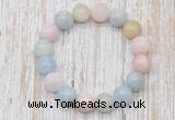 CGB5314 10mm, 12mm round morganite beads stretchy bracelets