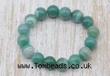 CGB5338 10mm, 12mm round green banded agate beads stretchy bracelets