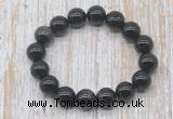 CGB5341 10mm, 12mm round black banded agate beads stretchy bracelets