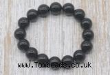 CGB5346 10mm, 12mm round black agate beads stretchy bracelets