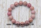 CGB5371 10mm, 12mm round pink wooden jasper beads stretchy bracelets