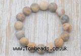 CGB5504 10mm, 12mm round matte yellow crazy lace agate beads stretchy bracelets