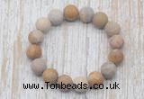 CGB5505 10mm, 12mm round matte fossil coral beads stretchy bracelets