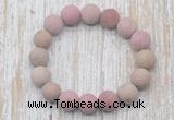 CGB5510 10mm, 12mm round matte pink wooden jasper beads stretchy bracelets