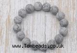 CGB5517 10mm, 12mm round matte grey picture jasper beads stretchy bracelets