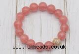 CGB5652 10mm, 12mm cherry quartz beads with zircon ball charm bracelets