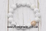 CGB5690 10mm, 12mm white howlite beads with zircon ball charm bracelets