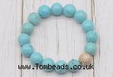 CGB5692 10mm, 12mm blue howlite turquoise beads with zircon ball charm bracelets