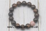 CGB5696 10mm, 12mm bronzite beads with zircon ball charm bracelets