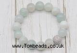 CGB5703 10mm, 12mm sea blue banded agate beads with zircon ball charm bracelets