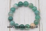 CGB5708 10mm, 12mm green banded agate beads with zircon ball charm bracelets