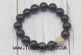 CGB5710 10mm, 12mm black banded agate beads with zircon ball charm bracelets