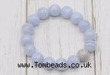 CGB5722 10mm, 12mm blue lace agate beads with zircon ball charm bracelets