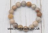 CGB5745 10mm, 12mm fossil coral beads with zircon ball charm bracelets