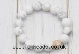 CGB5800 10mm, 12mm matte white howlite beads with zircon ball charm bracelets