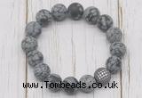 CGB5819 10mm, 12mm matte snowflake obsidian beads with zircon ball charm bracelets