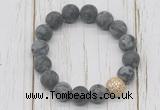 CGB5820 10mm, 12mm matte black labradorite beads with zircon ball charm bracelets