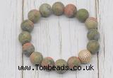 CGB5823 10mm, 12mm matte unakite beads with zircon ball charm bracelets