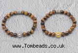 CGB6006 8mm round yellow tiger eye bracelet with lion head for men