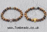 CGB6007 8mm round yellow tiger eye bracelet with leopard head for men
