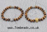 CGB6009 8mm round grade AA yellow tiger eye bracelet with lion head for men