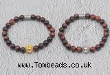 CGB6012 8mm round red tiger eye bracelet with lion head for men