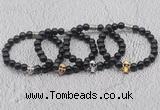 CGB6019 8mm round blue tiger eye bracelet with skull for men