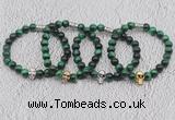 CGB6039 8mm round green tiger eye bracelet with skull for men