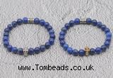 CGB6045 8mm round lapis lazuli bracelet with skull for men