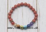 CGB6232 8mm red jasper 7 chakra beaded mala stretchy bracelets