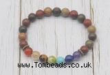 CGB6243 8mm picasso jasper 7 chakra beaded mala stretchy bracelets