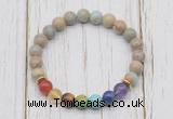 CGB6248 8mm serpentine jasper 7 chakra beaded mala stretchy bracelets